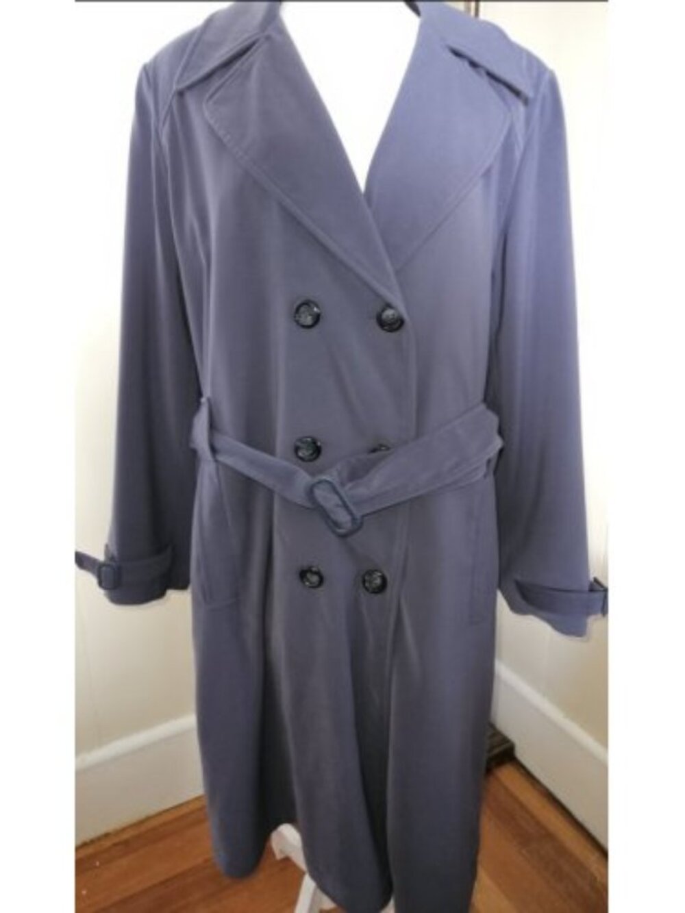 FORENZA Navy Blue Removable Fleece Lining Long Rain Coat Ladies Size 14